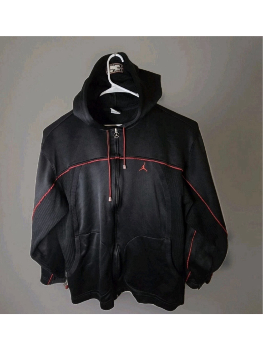VTG Nike Air Jordan Hoodie Track Jacket Mens XXL 90s Y2K Black Red 23 Jumpman